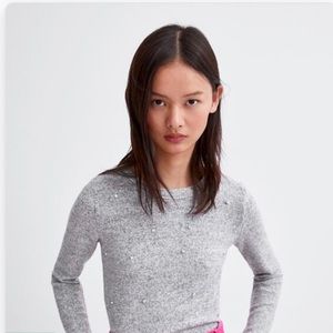 Zara soft touch bejeweled top